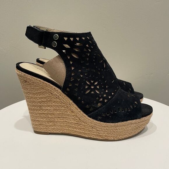 Marc Fisher Harlea Wedge Sandal Black - Size: 6.5 - Picture 1 of 10